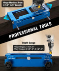 All In One Door Prep System With Adjustable Hinge Jig And Lock Installation Kit For DIY Folks, blue template showing hinge mortise depths.