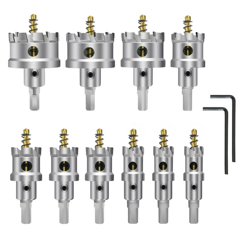 Twelve Piece Heavy Duty Pro Grade Carbide TCT Hole Saw Kit With Titanium Plated Pilot Drill Bits For Metal Stainless Steel Iron Wood