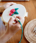 Adjustable Punch Needle Embroidery Kit For Beginners And Adults With Wooden Handle in use creating floral wall art