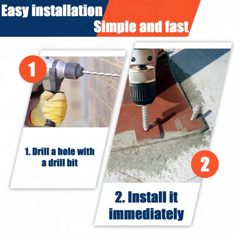Steps to install 40 Pack Half Inch By 4 Inch Galvanized Concrete Screws Large Diameter Anchors For Masonry Brick Or Block Mounting