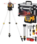 Heavy Duty Self Leveling Rotary Laser With 2000 Ft Range And Built Like A Tank IP66 Waterproof Rating Includes Aluminum Tripod And Grade Rod for precise grading.