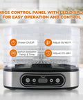 Large control panel of Heavy Duty 5 Tier Food Dehydrator Machine With 48 Hour Delay Timer, featuring LED display for easy operation.