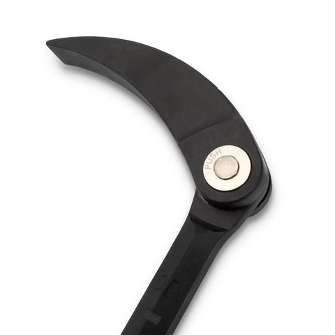 Close-up of 29 To 48 Inch Extendable Pry Bar With 180 Degree Rotating Head Featuring 14 Locking Positions, highlighting the rotating head.