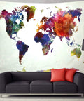 Watercolor World Map Tapestry For Home And Classroom Dope Educational Geography Wall Hanging Decor Colorful World Map Art