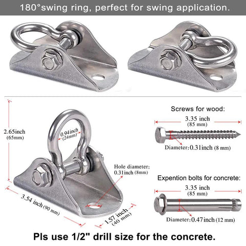Stainless Steel Heavy Duty Ceiling Mount Swing Hanger With 1600 Pound Capacity For Swing Seats Yoga Heavy Bags Porch Swings
