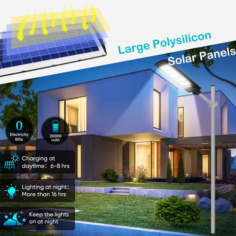 Two Pack Solar Street Lights 20000 Lumens Dusk To Dawn Outdoor Lighting With IP66 Waterproof Motion Sensor And Remote Control for modern house
