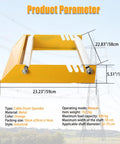 Rock Solid Heavy Duty Cable Drum Roller Stand Smooth Rolling Wire Reel Dispenser visible with orange metal, dimensions 59cm x 58cm.