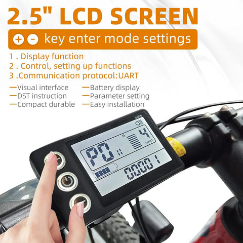 Electric Bicycle LCD Display Meter 24V 36V 48V Wireless Control Panel All In One Speedometer Odometer For Ebike And Electric Scooter Fits 22.2mm Handlebars DIY Friendly Modification Kit