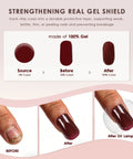 Semi Cured Gel Nail Strips Real Gel Nail Polish UV Wraps For Brittle Nails before and after application demonstration.
