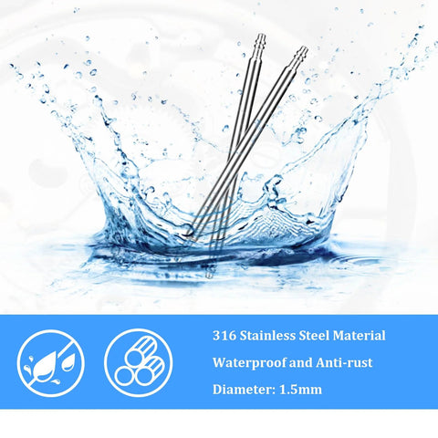 360-piece stainless steel watch band pins, 1.5mm diameter, includes strap link remover tool