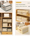Heavy Duty Extra Large Storage Bins Foldable Moisture Resistant Moving Bags With Clear Window Space Saving Stacker For Damp Spaces And Tight Units in use, holding folded blankets.