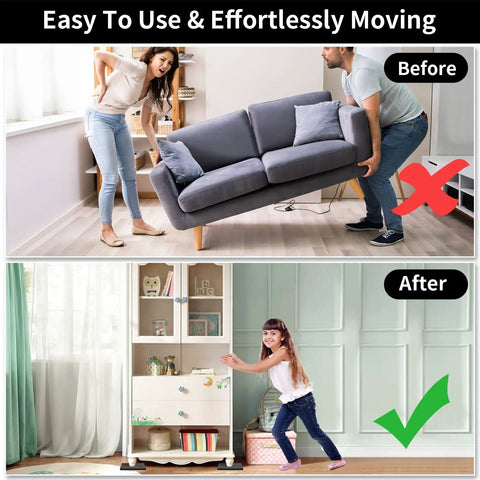 Demonstration of ease using 5 Inch Square Felt Furniture Movers Sliders Eight Pack Reusable Heavy Duty Moving Pads for couches
