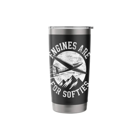 Stainless Steel Insulated Tumbler For Glider Pilots And Sailplane Fans Keeps Coffee Hot Through Tow Launches Thermals And Final Glide Perfect For Club Members Flight Training And Aero Tow Crews with glider graphic