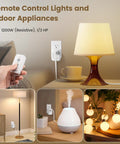 Wireless Light Switch Remote Kit For Lamps And Fans No Wiring Needed, 100 Ft RF Range with handheld remote in use