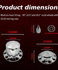 Semi Truck Axle Cover Kit With Lug Nut Covers And Wheel Covers For Front And Rear 33mm Thread On 10 Hole Caps Universal Fit product dimensions