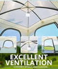 Spacious Family Tent For 4 To 6 People With Easy Setup, Waterproof Double Layer Design With Rainfly, showing tent ventilation features