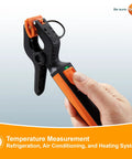 HVAC In-Pipe Temperature Probe With Bluetooth App, Clamp Meter For Heating And Cooling Systems, held by hand