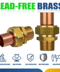2 Pack One Half Inch Copper Pipe Union Sweat To Male Iron Pipe Threaded Brass Fitting Lead Free