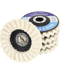 Wool Flap Polishing Disc For Angle Grinder Four And A Half Inch By Seven Eighths Inch Arbor High Density Wool Polishing Wheel, pack of five