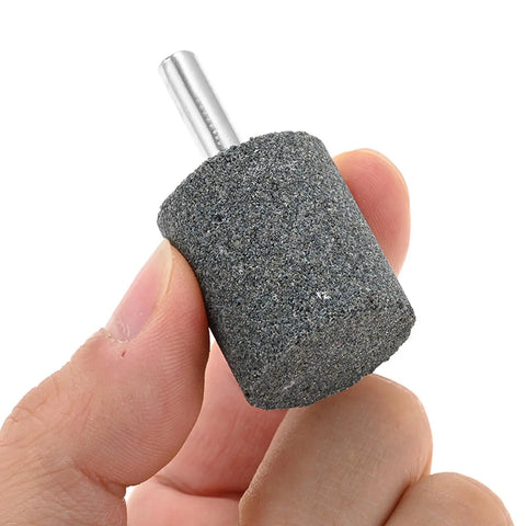 Ten Pieces 25mm Cylindrical Aluminum Oxide Mounted Grinding Stones Rotary Grinding Bits With One Quarter Inch Shank For Electric Rotary Tools Drill Grinders Pro Grade Shop Ready held in hand