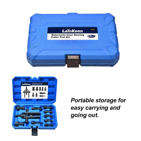 10 Piece Motorcycle Blind Bearing Puller Kit With Inner Bearing Extractor Collets 8mm To 25mm in blue case