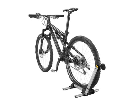 Mountain bike on LineUp Portable Folding Bike Stand For 20 To 29 Inch Wheels, Lightweight Aluminum, Quick Setup