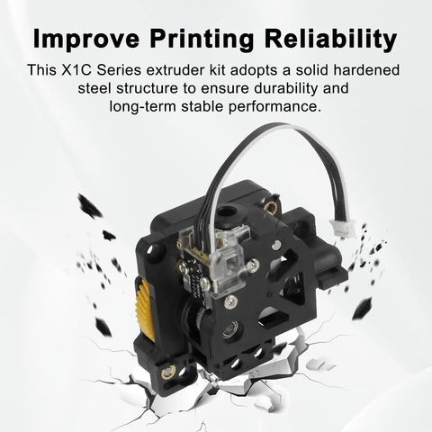 X1 Extruder Unit With Hardened Steel Dual Gears For X1 X1C 3D Printers showcasing solid structure and durability