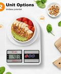 Digital Kitchen Scale With 10Kg Capacity, Stainless Steel Platform, Tare Function, Display Showing 403g, White Finish