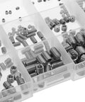 Stainless Steel Cup Point Set Screws Kit 300 Pcs with Allen Wrenches Rust Resistant Low Maintenance Finish in compartment box