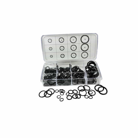 Open box showing Rubber Faucet O Ring Kit 200 Piece 12 Size Assortment For Plumbing Seal Repair Resists Chemicals And High Heat