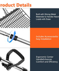 Heavy Duty Garden Pitch Fork With 18 Tines And 53 Inch Non Slip Adjustable Steel Handle product details image showing construction and handle