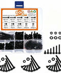 600Pcs M3 Screws And 12.9 Alloy Steel Nuts Bolts Set, Black Zinc Plated Hex Socket Head, Washers Included, DIY Hardware