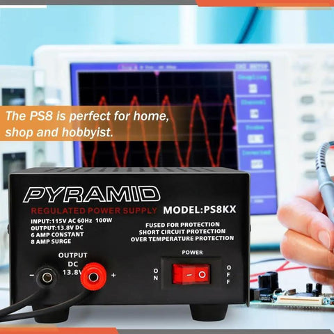 Compact Benchtop Power Supply For Home Labs With 6 Amp Linear Regulated 12V And 13.8V DC Outputs From 115V AC 100W Input With Screw Terminals