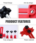 Badass Cam Engine Timing Tool Set With Nine Piece Anti Slip Sprocket Gear Lock Kit For Dead On Camshaft Alignment And Easy Auto Maintenance Universal Fit Red Color features anti-slip design and thread design with red plastic materials.
