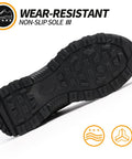 Heavy Duty Steel Toe Boots For Men Breathable High Top Work Shoes Lightweight Indestructible Safety Footwear For Industry Construction Black With Kevlar Insole And Puncture Resistance sole featuring wear-resistant tread and non-slip design.
