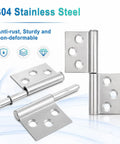 3 Inch Stainless Steel Lift Off Hinges Set Of 4 With Mounting Screws For Cabinets And Doors showing smooth finish and hole design.