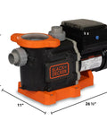 Side view of 2.2 HP Variable Speed In Ground Pool Pump With WiFi Enabled Energy Star Certified Quiet Self Priming Motor Easy Touchpad Programming Dual Voltage 1.5 Inch And 2 Inch Port Setup showing dimensions