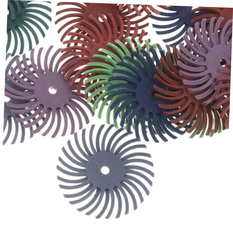 Kick Up Your Surface Game With This 1 Inch Radial Bristle Disc Buffing Wheel Kit That Sports A Snug 3Mm Shank And Delivers Rapid Smoothness For Jewelry Restoration Wood Carving And All Your Serious Detail Sanding Jobs, featuring colorful radial discs.