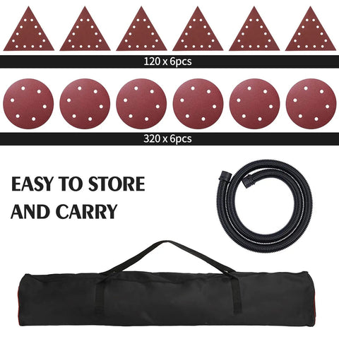 Drywall Sander Kit With 710W Electric Sander, 12 Discs, 15 ft Dust Hose, and Storage Bag