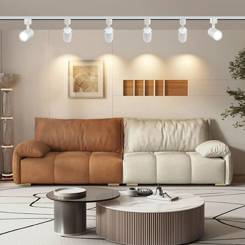 7W LED Track Lighting Heads 3000K Dimmable H Type 3 Wire Ceiling Spotlight Kit 24 Degree Beam ETL Listed CRI90 White 6 Pack For Living Room Kitchen Retail Mall Storefronts