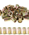 50 Pack 1/2 Inch 13UNC Zinc Plated Carbon Steel Rivet Nuts Flat Head Insert Nutsert Assortment Kit for Auto Body, DIY Projects, and Heavy Duty Repairs