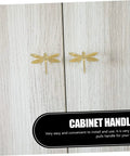 Dragonfly Cabinet Knob Set For Dresser Drawers And Cabinet Doors Vintage Gold Antique Brass Copper Finish installed on cabinet
