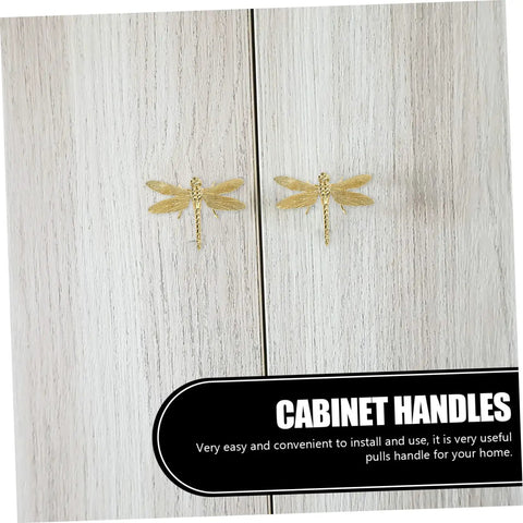 Dragonfly Cabinet Knob Set For Dresser Drawers And Cabinet Doors Vintage Gold Antique Brass Copper Finish installed on cabinet