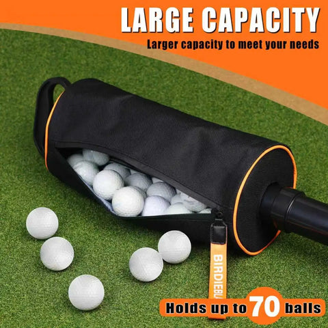 Portable Shag Bag for Golf Balls With Removable Tube Holds Up To 70 Balls Lightweight Ball Retriever For Easy Pickup And Practice Orange