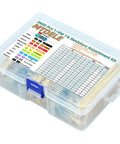 MTDELE 2600-piece 1/4W 1% metal film resistor assortment kit in clear plastic storage box