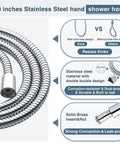 60 inch stainless steel hose for High Pressure Dual Shower Head Kit with kink-free design and solid brass insert