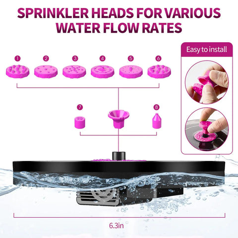 Hot Pink Solar Bird Bath Fountain Pump With 4W Solar Panel, 6.3 Inch High Efficiency Water Pump, 8 Nozzles For Hummingbirds