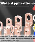 Pro Grade Copper Wire Lugs Kit For Battery Cables With Heat Shrink Includes AWG 2 To 16 Copper Ring Terminals And Connectors