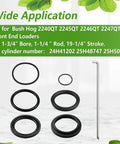 Lift And Tilt Hydraulic Seal Kit For Front End Loader Cylinders Compatible With 1 3 4 Inch Bore And 1 1 4 Inch Rod 19 1 4 Inch Stroke Replacement Part Numbers 24H41202 25H48747 25H50666 Includes Locking Wire black seals and retaining wire
