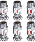 Six Pack Pendent Fire Sprinkler Heads One Half Inch Npt Rated At One Hundred Fifty Five Degrees Heavy Duty Copper Alloy Top Notch Chrome Finish